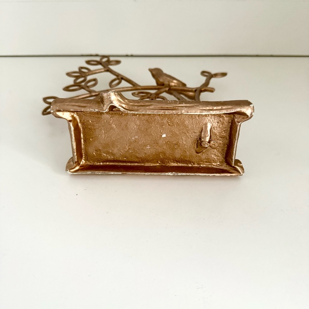 Vintage Shabby Chic Cottage Core Bird on Branch Gold Jewelry Tree Decor - Picture 10 of 15